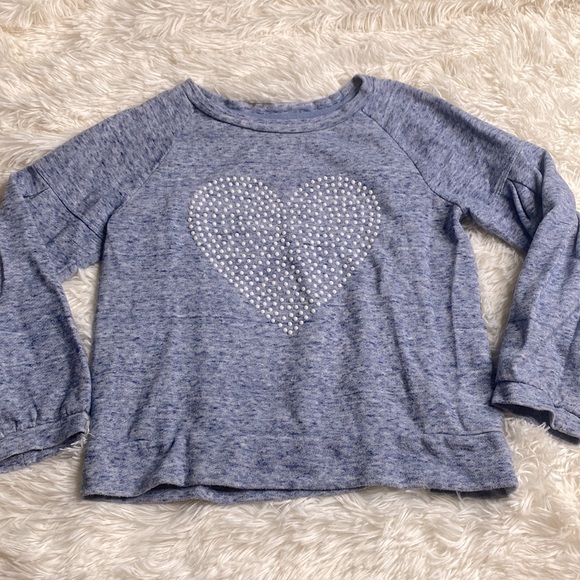 GAP Other - Gap Kid’s Blue Long Sleeve Heart Studded Sweatshirt Girl’s Size Medium